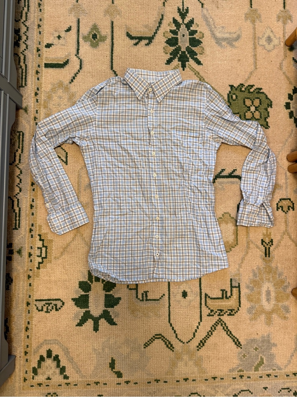 Men's Light Blue Plaid Button-Down Shirt